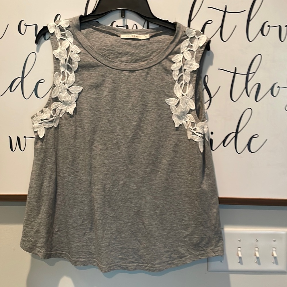 Ellison gray tank top with white detail